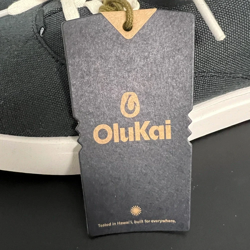 OluKai Tradewind Men 9.5 Lava Rock Grey Canvas Low Top Sneakers 10533-LRLR NEW
